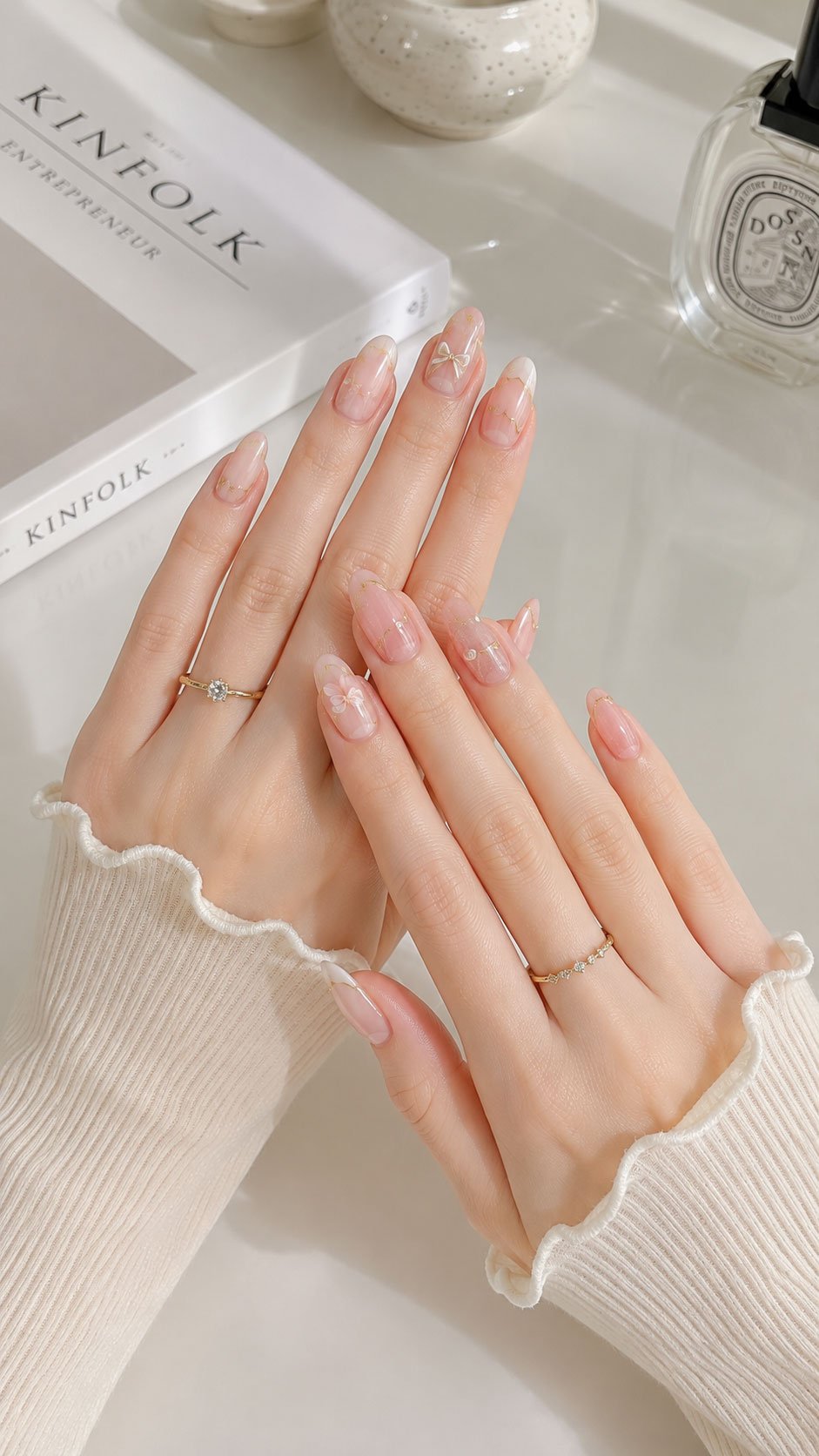 Korean Blush Bloom Nails
